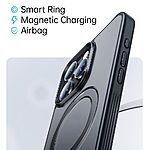 Θήκη iPhone 15 Pro Baseus Smart Ring Series Silicone Sockproof συμβατό με Magsafe φορτιστή και προστασία οθόνης (Tempered Glass) Πλάτη TPU μαύρο - Image 4