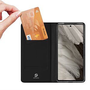 υποδοχή καρτών και μαγνητικό κούμπωμα Flip Wallet από συνθετικό δέρμα και TPU μαύρο
