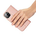 Θήκη iPhone 15 Plus DUX DUCIS Skin Pro Series με βάση στήριξης, υποδοχή καρτών και μαγνητικό κούμπωμα Flip Wallet από συνθετικό δέρμα και TPU ροζ - Image 5