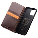 Θήκη iPhone 15 Pro Max QIALINO book v2 από Premium αυθεντικό δέρμα Genuine Cowhide καφέ - Image 3