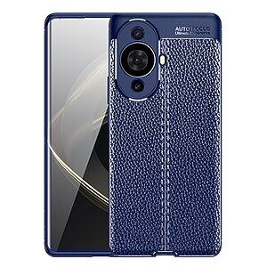 Θήκη Huawei Nova 11 Pro Mad Mask Focus Litchi Skin Series πλάτη TPU μπλε