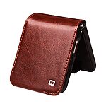 Θήκη Samsung Galaxy Z Flip5 5G QIALINO book v3 με μαγνητικό κούμπωμα από Premium αυθεντικό δέρμα Genuine Cowhide καφέ σκούρο - Image 3