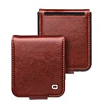 Θήκη Samsung Galaxy Z Flip5 5G QIALINO book v3 με μαγνητικό κούμπωμα από Premium αυθεντικό δέρμα Genuine Cowhide καφέ σκούρο - Image 5