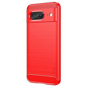 Θήκη Google Pixel 8 MOFI Brushed V2 TPU Carbon Πλάτη κόκκινο