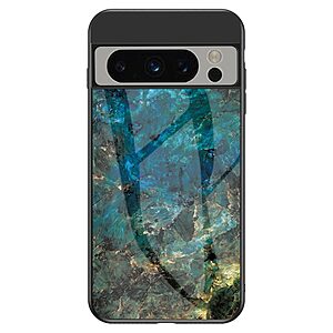 Θήκη Google Pixel 8 Pro OEM σχέδιο Marble με Πλάτη Tempered Glass TPU σμαραγδί