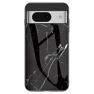 Θήκη Google Pixel 8 OEM σχέδιο Marble με Πλάτη Tempered Glass TPU μαύρο