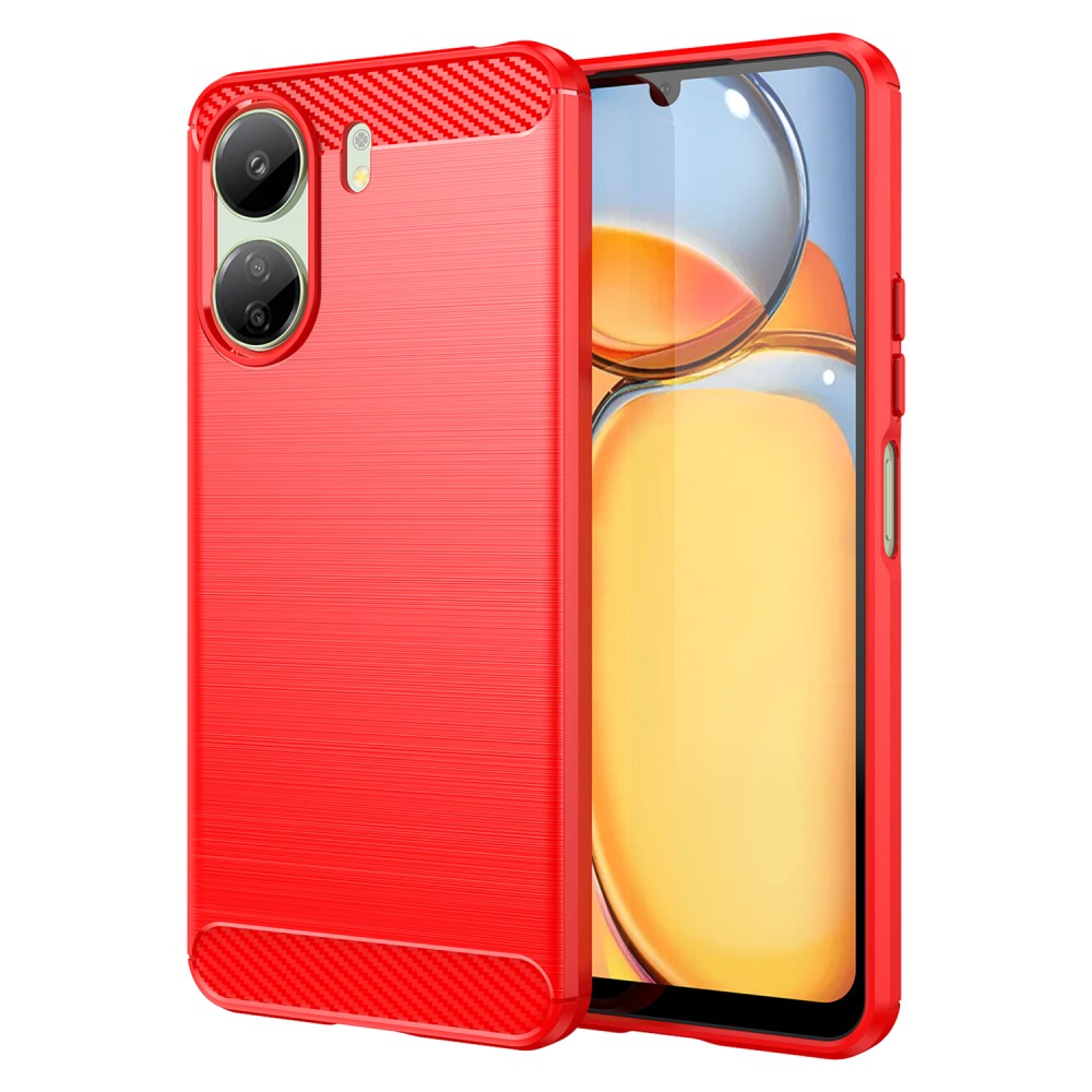 Θήκη Xiaomi Redmi 13C / Poco C65 Mad Mask Brushed TPU Carbon Πλάτη κόκκινο Θήκη Xiaomi Redmi 13C / Poco C65 Mad Mask Brushed TPU Carbon Πλάτη κόκκινο