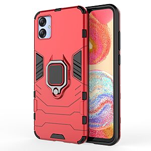 Θήκη Samsung Galaxy A04e / F04 Mad Mask Πλάτη Thin Armor με Μαγνητικό δαχτυλίδι και Βάση στήριξης TPU κόκκινο