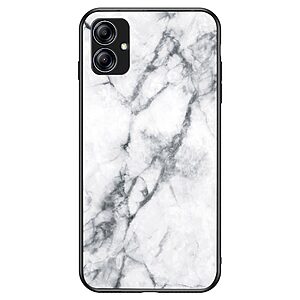 Θήκη Samsung Galaxy A04e / F04 OEM σχέδιο Marble με Πλάτη Tempered Glass TPU λευκό