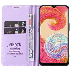 υποδοχή καρτών και μαγνητικό κούμπωμα Flip Wallet από συνθετικό δέρμα και TPU μωβ ανοιχτό