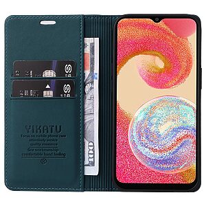 υποδοχή καρτών και μαγνητικό κούμπωμα Flip Wallet από συνθετικό δέρμα και TPU πράσινο