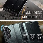 Θήκη Samsung Galaxy S23 FE 5G CaseMe 003 Series Πορτοφόλι με βάση στήριξης, υποδοχές καρτών και μαγνητικό κούμπωμα από συνθετικό δέρμα και TPU μαύρο - Image 4