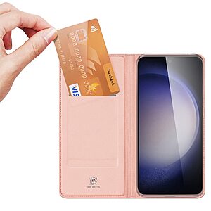 υποδοχή καρτών και μαγνητικό κούμπωμα Flip Wallet από συνθετικό δέρμα και TPU ροζ
