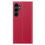 Θήκη Samsung Galaxy S23 FE 5G OEM Half Mirror View Stand Cover με μαγνητικό κούμπωμα από συνθετικό δέρμα κόκκινο - Image 3