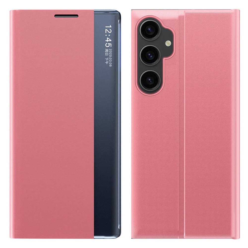 Θήκη Samsung Galaxy S23 FE 5G OEM Half Mirror View Stand Cover με μαγνητικό κούμπωμα από συνθετικό δέρμα ροζ Θήκη Samsung Galaxy S23 FE 5G OEM Half Mirror View Stand Cover με μαγνητικό κούμπωμα από συνθετικό δέρμα ροζ