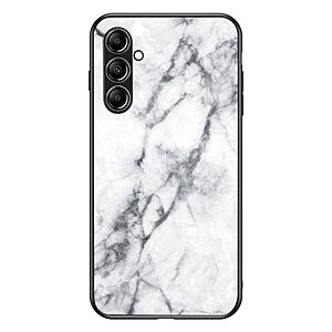 Θήκη Samsung Galaxy S23 FE 5G OEM σχέδιο Marble με Πλάτη Tempered Glass TPU λευκό