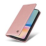 Θήκη Samsung Galaxy A05s YIKATU Folio Series με βάση στήριξης, υποδοχή καρτών και μαγνητικό κούμπωμα Flip Wallet από συνθετικό δέρμα και TPU ροζ χρυσό - Image 5