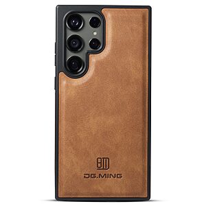 Θήκη Samsung Galaxy S24 Ultra 5G DG.MING PU Leather Sockproof Series Πλάτη από σκληρό πλαστικό με επένδυση δερματίνης καφέ