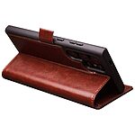 Θήκη Samsung Galaxy S24 Ultra 5G QIALINO book v3 με μαγνητικό κούμπωμα από Premium αυθεντικό δέρμα Genuine Cowhide καφέ - Image 3