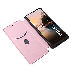 υποδοχή καρτών και μαγνητικό κούμπωμα Flip Wallet από συνθετικό δέρμα και εσωτερικό TPU ροζ χρυσό