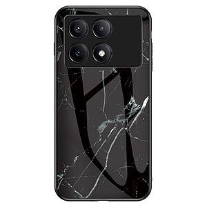 Θήκη Xiaomi Poco X6 Pro 5G OEM σχέδιο Marble με Πλάτη Tempered Glass TPU μαύρο