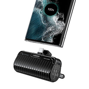 Power Bank VEGER W0558 πλαϊνή όψη με θύρα USB-C και LED ενδείξεις