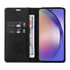 υποδοχή καρτών και μαγνητικό κούμπωμα Flip Wallet από συνθετικό δέρμα και TPU μαύρο