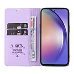 υποδοχή καρτών και μαγνητικό κούμπωμα Flip Wallet από συνθετικό δέρμα και TPU μωβ ανοιχτό