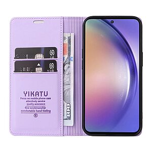 υποδοχή καρτών και μαγνητικό κούμπωμα Flip Wallet από συνθετικό δέρμα και TPU μωβ ανοιχτό