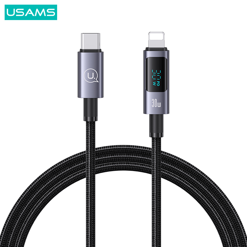 Καλώδιο Φόρτισης Fast Charging και Data USAMS Sufeng Series Digital Display Aluminum Alloy Type-C σε lightning 30W 1.20m (SJ672USB01) μαύρο Καλώδιο Φόρτισης Fast Charging και Data USAMS Sufeng Series Digital Display Aluminum Alloy Type-C σε lightning 30W 1.20m (SJ672USB01) μαύρο