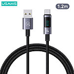 Καλώδιο Φόρτισης Fast Charging και Data USAMS Sufeng Series Digital Display Aluminum Alloy USB-A σε Type-C 6A 1.20m (SJ673USB01) μαύρο