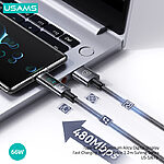 Καλώδιο Φόρτισης Fast Charging και Data USAMS Sufeng Series Digital Display Aluminum Alloy USB-A σε Type-C 6A 1.20m (SJ673USB01) μαύρο - Image 3