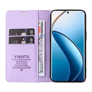 υποδοχή καρτών και μαγνητικό κούμπωμα Flip Wallet από συνθετικό δέρμα και TPU μωβ ανοιχτό