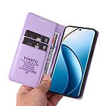 Θήκη Realme 12 Pro 5G / 12 Pro+ 5G YIKATU Folio Series με βάση στήριξης, υποδοχή καρτών και μαγνητικό κούμπωμα Flip Wallet από συνθετικό δέρμα και TPU μωβ ανοιχτό - Image 4