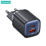 USAMS CC254 HC Series επιτοίχιος φορτιστής GaN Fast Charger 30W με 1 x USB-A + 1 x Type-C (CC254TC01) - μαύρος - Image 3