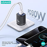 USAMS CC254 HC Series επιτοίχιος φορτιστής GaN Fast Charger 30W με 1 x USB-A + 1 x Type-C (CC254TC02) - λευκός - Image 3