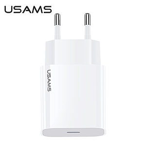 USAMS US-CC118 T34 επιτοίχιος φορτιστής PD Fast Travel Charger 1 x port Type-C 20W (CC118TC01) λευκό