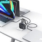 USAMS US-CC163 T50 επιτοίχιος φορτιστής GaN Fast Charger 100W με 1 x USB-A + 3 x Type-C (CC163TC01) - μαύρος - Image 3