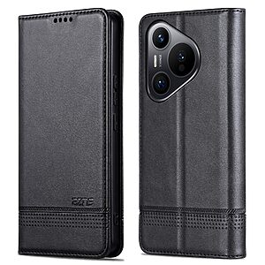 Θήκη Huawei Pura 70 Pro AZNS Litchi Retro V4 Texture Leather με βάση στήριξης