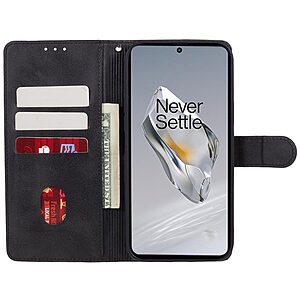 υποδοχές καρτών και μαγνητικό κούμπωμα Flip Wallet από συνθετικό δέρμα μαύρο