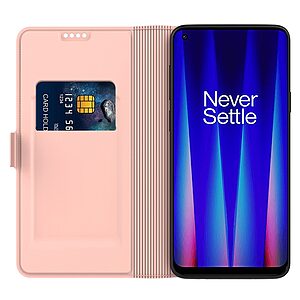 υποδοχή καρτών και μαγνητικό κούμπωμα Flip Wallet από συνθετικό δέρμα και TPU ροζ χρυσό