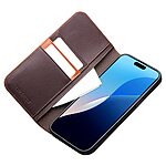 Θήκη iPhone 16 Pro QIALINO book v2 από Premium αυθεντικό δέρμα Genuine Cowhide καφέ - Image 3