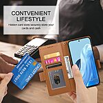 Θήκη Samsung Galaxy M35 5G DIERFENG DF 010 Foldable Series με βάση στήριξης, υποδοχή καρτών και μαγνητικό κούμπωμα Flip Wallet από συνθετικό δέρμα και εσωτερικό TPU καφέ - Image 5