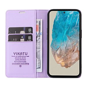 υποδοχή καρτών και μαγνητικό κούμπωμα Flip Wallet από συνθετικό δέρμα και TPU μωβ ανοιχτό