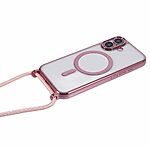 Θήκη iPhone 16 Mad Mask Διάφανο κάλυμμα με συμβατότητα MagSafe και μακρύ λουράκι, ανθεκτική κατασκευή TPU+PC για προστασία από γρατζουνιές ροζ χρυσό - Image 4