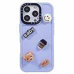 Θήκη iPhone 16 Pro Mad Mask TPU με 3D Σχέδιο Καφέ Αρκουδάκι και Μαύρο Πλαίσιο Κάμερας για Προστασία μωβ - Image 3