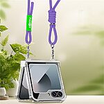 Θήκη Samsung Galaxy Z Flip6 5G / Z Flip7 FE 5G GKK Διάφανο Ανθεκτικό κάλυμμα με Προστασία Συστήματος Αναδίπλωσης, Μεταλλικό Δαχτυλίδι και Αποσπώμενο Λουρί Μεταφοράς ροζ - Image 4