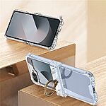 Θήκη Samsung Galaxy Z Flip6 5G / Z Flip7 FE 5G GKK Διάφανο Ανθεκτικό κάλυμμα με Προστασία Συστήματος Αναδίπλωσης, Μεταλλικό Δαχτυλίδι και Αποσπώμενο Λουρί Μεταφοράς χρυσό - Image 4