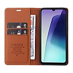 υποδοχή καρτών και μαγνητικό κούμπωμα Flip Wallet από συνθετικό δέρμα και TPU καφέ