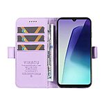 υποδοχή καρτών και μαγνητικό κούμπωμα Flip Wallet από συνθετικό δέρμα και TPU μωβ